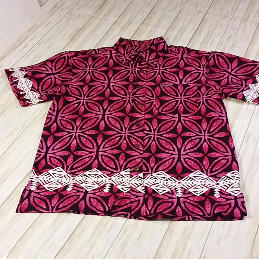 Tanoa Hawaiian Casual Button Up Shirt Men's Size L